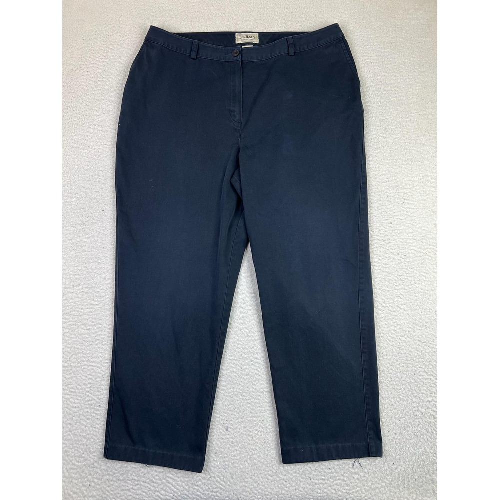L.L. Bean Pants Womens‎ 20 Navy Blue Classic Fit Curvy Chino Twill Casual